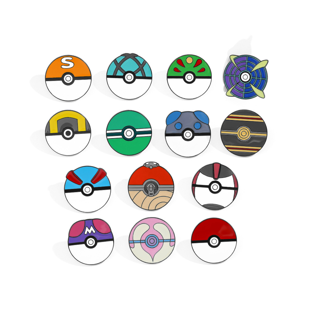 Pokeball Cosplay Prop - Металлические эмалевые значки-броши с аниме-персонажами, декоративные