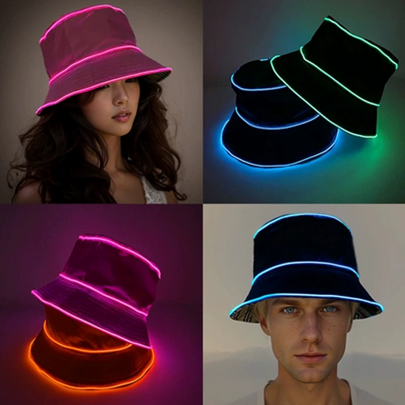 Led El Wire - Однотонная пляжная LED-кепка, светящаяся рыбацкая шляпа,
